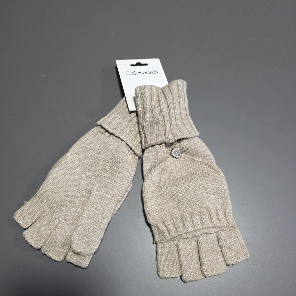 Calvin Klein Cuffed Knit Flip-Top Mittens - NWT